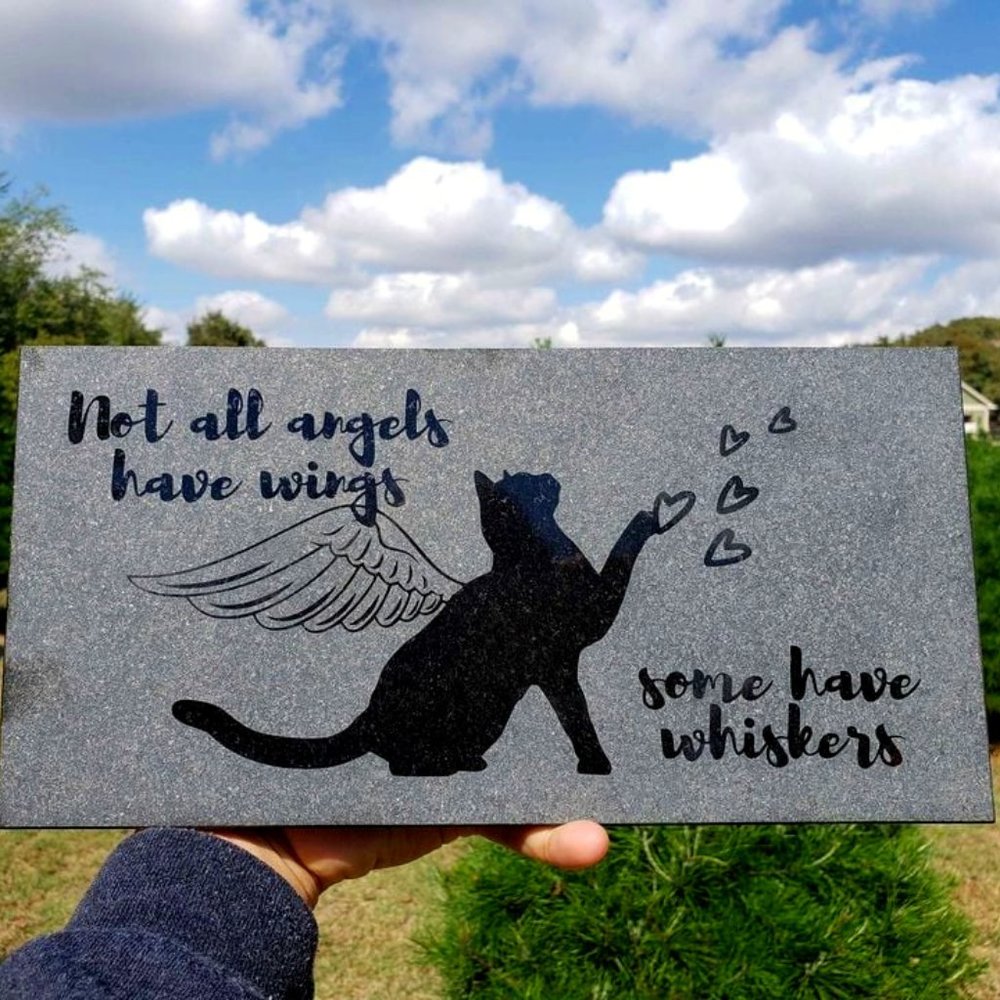 Cat memorial, granite memorials, cat grave marker, RIP, in loving memory.